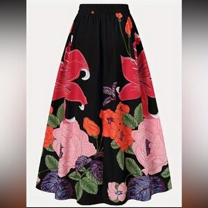 Black & Bold Floral Maxi skirt